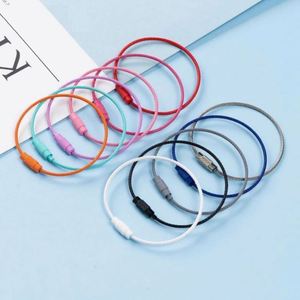 Portachiavi con anello in acciaio inossidabile da 5.9 pollici portachiavi con cavo per aerei rivestito colorato per appendere etichette per bagagli a spirale - Product Image 2