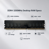 RAM DDR4 de 3200MHz de Ajuste Universal para Escritorio, 8GB 16GB, Chips de Alta Calidad para Compatibilidad con PC Multimarca