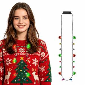 Collier lumineux LED festif pour marché nocturne en plein air, cadeau d'entreprise pour fête de Noël, bijou lumineux pour carnaval d'hiver et événements - Product Image 1