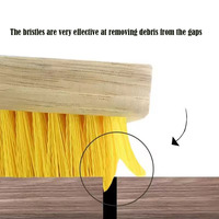 Brosse de nettoyage de sol innovante et écologique en bois massif naturel, robuste, pour éliminer la saleté, avec poignée ergonomique en PP jaune