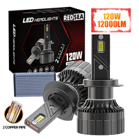 Faros LED Redsea M10, 120 W, 12000 LM, 6500 K, Bombilla LED para Automóvil, H4, H1, H3, H7, H11, 9005, 9006, 9012, 880, 881