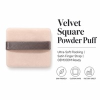 JLY Houpette carrée en velours avec sangle de maintien en satin, 20 couleurs, correspondance Pantone, OEM, marque privée, pour poudre libre et fixatrice