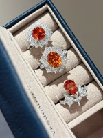 Bague en or 18 carats avec pierre précieuse orange Fanta cultivée en laboratoire, bijoux fins sur mesure, vente en gros