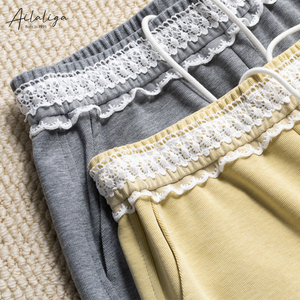 <span class=keywords><strong>Pantaloni</strong></span> a Gamba Larga Curvi Personalizzati OEM <span class=keywords><strong>con</strong></span> <span class=keywords><strong>Elastico</strong></span> <span class=keywords><strong>in</strong></span> <span class=keywords><strong>Vita</strong></span>, Cordoncino <span class=keywords><strong>in</strong></span> Pizzo, <span class=keywords><strong>Pantaloni</strong></span> Casual da Donna - Product Image 3