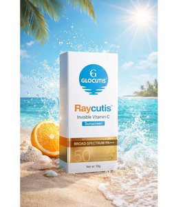 Glocutis Ray Cutis Vitamin C <b>Sunscreen</b> SPF 50 PA+++ Broad Spectrum UVA/UVB Protection Matte Finish, Water-Resistant - Product Image 1