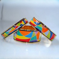 Nouvel ensemble de bijoux cloisonné motif Enjoy Life, bracelets en émail, bracelet jonc plaqué or, boucles d'oreilles et bague pour femme, classique pour les fiançailles