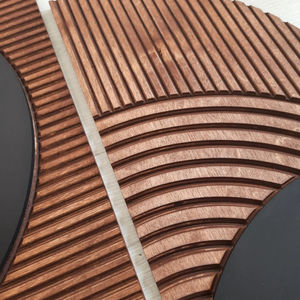 202504 pièces jumelles naturel rustique ligne Art bois décoration murale horizontale circulaire ferme tenture murale pour objets décoratifs - Product Image 4