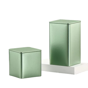 Contenedor de Almacenamiento Apilable Vacío con Logotipo Personalizado Más Vendido de RTS, 8.5*8.5*H9cm/15cm, Caja de <span class=keywords><strong>Metal</strong></span> Cuadrada para Té de 60g 125g - Product Image 3