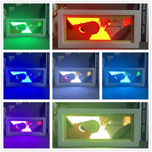 เชนซอว์แมน ของตกแต่งญี่ปุ่น งานแกะสลักกระดาษ กล่องไฟไม้ ใช้พลังงาน USB ของตกแต่งเรืองแสงในที่มืด สำหรับตกแต่งห้องนอน สร้างบรรยากาศ 3 มิติ พร้อมเงาสะท้อน - Product Image 4