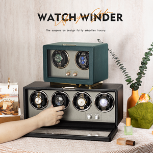 Luxury Auto-Stop LED 4 Watch Winder Caja automática verde negra personalizada Caja de reloj Premium - Product Image 2