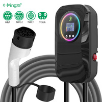 E-mingze Nouvelle Tendance 32A/7KW Type2/GBT/Type1/Prise Tesla Chargeur AC Mural Monophasé Mode 3 Convivial pour Recharge de Véhicules Électriques