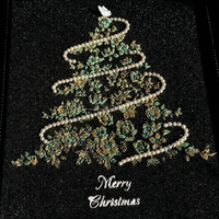 Kit d'art DIY Arbre de Noël Vintage, Peinture Florale Texturée, Ensemble de Décoration Perlée pour Décoration Saisonnier