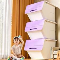Boîte de rangement moderne à couvercle rabattable pour enfants PP divers bacs de rangement anti-poussière ouverture frontale pour collations poupée livres salon