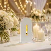 Numéros de table de mariage en forme d'arche givrée avec supports panneaux en acrylique et supports, parfaits pour la décoration