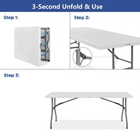 Mesa de Comedor Rectangular Plegable Portátil de Plástico HDPE para Exteriores, Moderna, Ligera, Extensible en Altura, con Garantía de 3 Años