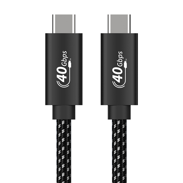 High-Speed 40Gbps Thunderbolt 4 Type C to Type C Braided Cable with PD240W 5A Fast Charging for Computers Nylon Jacket