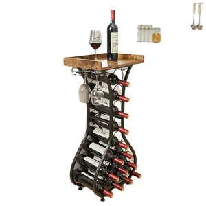 Moderno <span class=keywords><strong>Estante</strong></span> de Madera <span class=keywords><strong>para</strong></span> Vino de un Solo Nivel con Gabinete <span class=keywords><strong>para</strong></span> Botellas, Escurridor de <span class=keywords><strong>Platos</strong></span> <span class=keywords><strong>y</strong></span> Portavasos, Estantes Rojos - Product Image 1