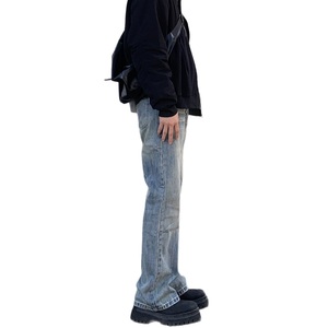 Jean Américain Rétro Coupe Droite Ample en Coton 100% de Haute Qualité Imprimé et Délavé, Respirant, Style Urbain, Pantalon Printemps-Automne - Product Image 3