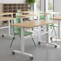 Table gigogne OMNI à plateau rabattable avec roulettes, bureau mobile pliable pour salle de formation, adapté à divers bureaux