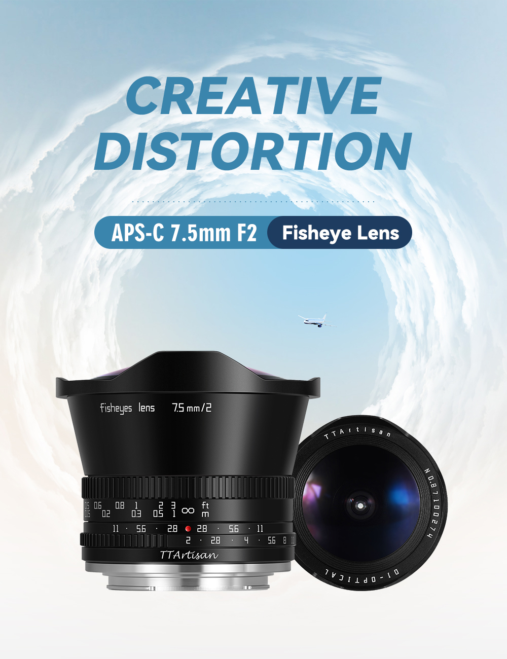 Ttartisan 7.5mm F2 Manual Focus Fisheye Lens for Sony, Fuji, M43