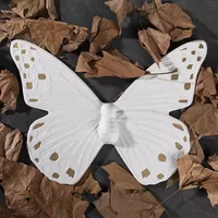Merlin Ornamen Unik Kupu-kupu Nordik Matte Seperti Hidup Lapis Emas dengan Tekstur Barang Kerajinan untuk Dekorasi Keramik