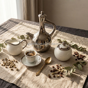 Nouvel ensemble <span class=keywords><strong>de</strong></span> café en porcelaine fine plaqué or 17 pièces, tasses à café en céramique africaine éthiopienne, ensemble <span class=keywords><strong>de</strong></span> tasses à <span class=keywords><strong>thé</strong></span> d'Éthiopie - Product Image 2