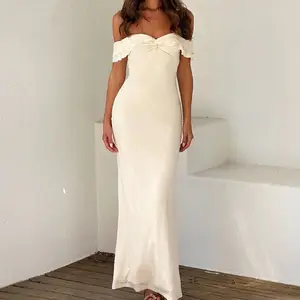 Vestido de verão feminino de cintura alta e um ombro slim fit com elegância celebridade rabo de peixe