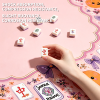 Tapis de table de mahjong rose de Noël en boue de diatomée absorbante, portable, imperméable, antidérapant, pour 4 joueurs, idéal pour les réunions de famille