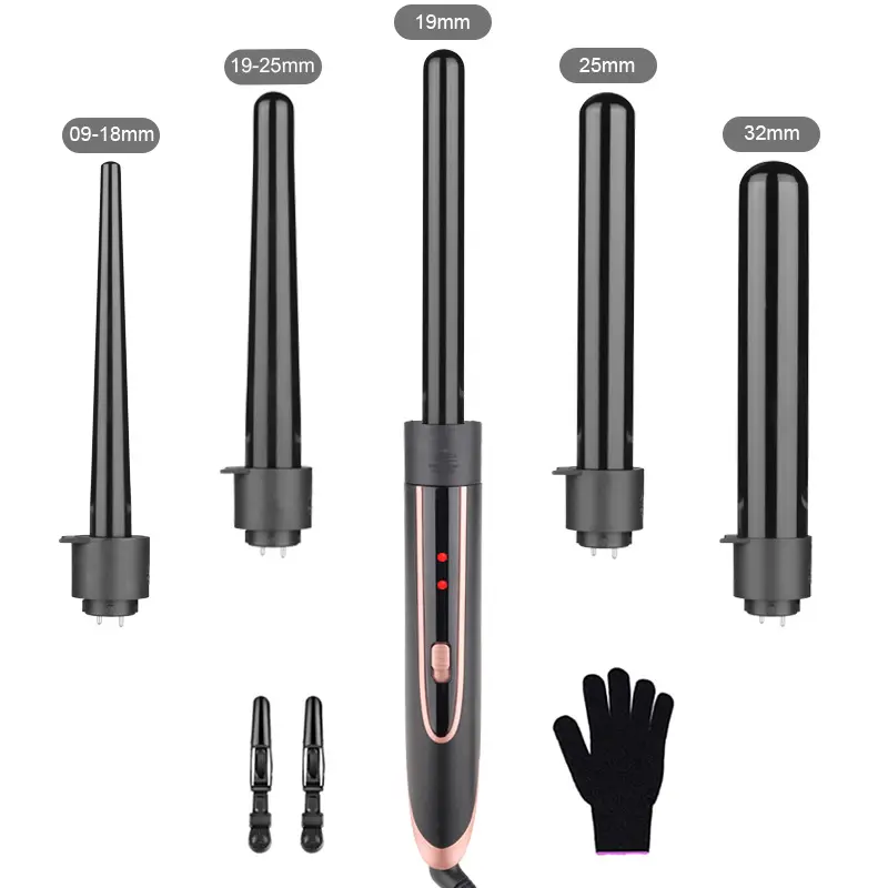 Professional Hair Curling Iron Wand With 5 IN 1 Barrel Curling For Hair Salon