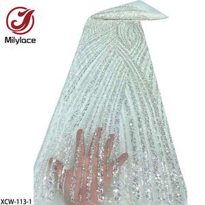 Nueva llegada de oro hecho a mano con cuentas bordado de lujo nupcial <span class=keywords><strong>tela</strong></span> de encaje de <span class=keywords><strong>tul</strong></span> - Product Image 3