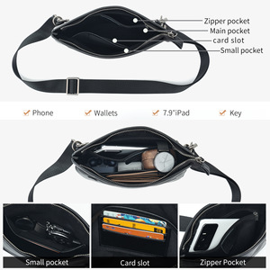 Men's Genuine Leather Crossbody <b>Bag</b> Black Durable Everyday Use - Product Image 4