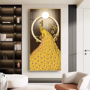 Pintura Decorativa Abstracta Creativa Dorada en Porcelana de Cristal para Sala de Estar, Arte Decorativo para Pared del Hogar, Venta al por Mayor Personalizada - Product Image 1