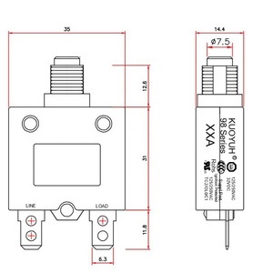 <span class=keywords><strong>Disjoncteur</strong></span> thermique Kuoyuh 15A à <span class=keywords><strong>bouton</strong></span>-poussoir manuel, bornes à connexion rapide, réinitialisation - Product Image 5
