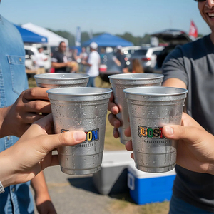 Custom logo Eco Cool Touch Plastic Free Disposable 16oz Aluminum Cup Infinitely Recyclable Lightweight <b>Metal</b> Cup for Event - Product Image 2