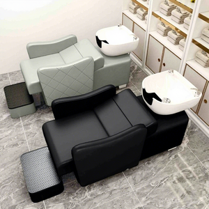 Fauteuil de lavage de salon avec bac à shampoing gris et doré personnalisable, prix usine Z - Product Image 1