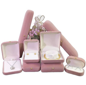 Luxury Soft <b>Velvet</b> <b>Jewelry</b> <b>Box</b> Full Sizes Available Round Corner White Inner Custom Logo <b>Jewelry</b> Display <b>Box</b> - Product Image 2