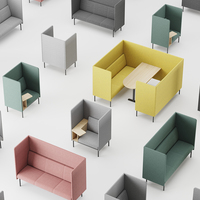 Ensemble de canapés et chaises modulaires de bureau au design moderne pour la réception, avec options de combinaisons multiples et sièges individuels