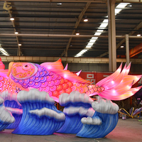 GO-18 Outdoor Chinese Animal Silk Cartoon Fisch laterne Festival Dekoration
