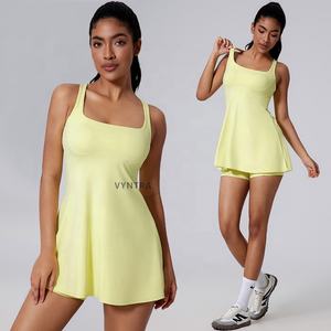 ชุดเดรสกระโปรงหลังกลวงสำหรับผู้หญิงชุดออกกำลังกายเล่นเทนนิสชุดพิคเกิลบอลแขนกุดมีกระเป๋ากางเกงขาสั้นในตัว - Product Image 4