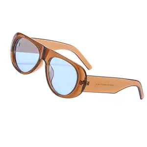 23134 kadın Trendy ins güneş gözlüğü özel logo mavi Lens Shades Vintage benzersiz güneş gözlüğü 2023 yeni