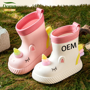 DERAN OEM nouvelle mode quatre saisons fond plat taille <span class=keywords><strong>basse</strong></span> conception chaussures garçons filles vêtements <span class=keywords><strong>de</strong></span> loisirs enfants bébés bottes <span class=keywords><strong>de</strong></span> <span class=keywords><strong>pluie</strong></span> incluses - Product Image 2