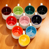Mug en céramique coloré de 11 oz avec intérieur personnalisable par sublimation, tasse à café en grès pour Noël et mariage Topjlh