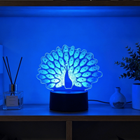 Veilleuse LED Paon Cadeau romantique Veilleuse de chambre à coucher Veilleuse intelligente d'ambiance multicolore