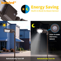 Lampe de rue LED extérieure Hofoled 100W 150W 200W 240W 300W pour éclairage de cour et de parking, type Shoebox, IP66, avec cellule photoélectrique crépuscule-aube