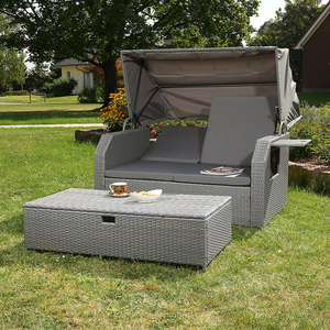 Loisirs plein air rotin <span class=keywords><strong>Double</strong></span> <span class=keywords><strong>lit</strong></span> solaire rotin Chaise salon jardin piscine auvent <span class=keywords><strong>lit</strong></span> canapé-<span class=keywords><strong>lit</strong></span> avec tabouret banc - Product Image 3