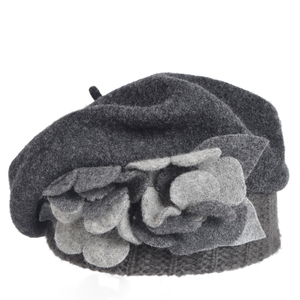 Lady French <span class=keywords><strong>Beret</strong></span> 100% Wool Chic Floral Dress Beanie Skull Cap Vintage Knitted Brim Warm Ski Winter Hat - Product Image 2