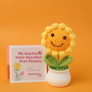 Girasoles y Tulipanes de Hilo de Lana Hechos a Mano, Plantas Artificiales en Maceta para Oficina, Arreglo Floral, Regalo para el Día del Maestro - Product Image 2