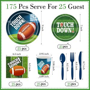 Kit de Vaisselle Jetable pour Fête de Football Touch Down – Gobelets, Assiettes, Serviettes – Fournitures de Fête pour la Célébration du Super Bowl - Product Image 2