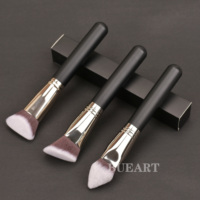 Daily Queen & Mor-phe 3 pinceaux de maquillage en nylon bicolore avec manche en bois, qualité supérieure et sensation luxueuse, logo personnalisé
