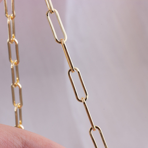 14Kゴールド充填3.9MMフラットケーブルリンクチェーン分厚いペーパークリップチェーンDIY用ネックレスブレスレットジュエリー製造アクセサリー - Product Image 5